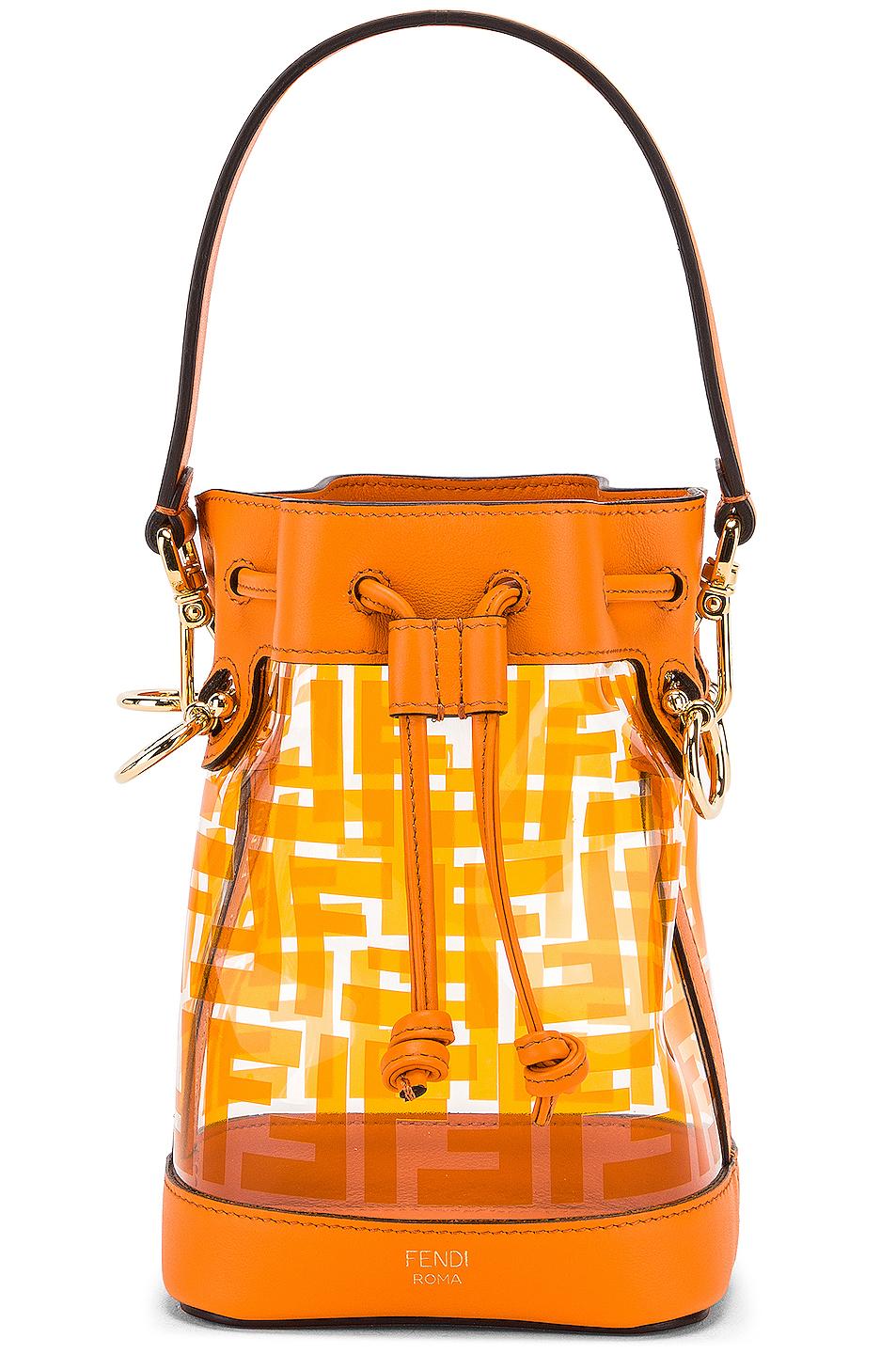 Fendi Mini Mon Tresor Logo Crossbody Bag in Orange - Lyst