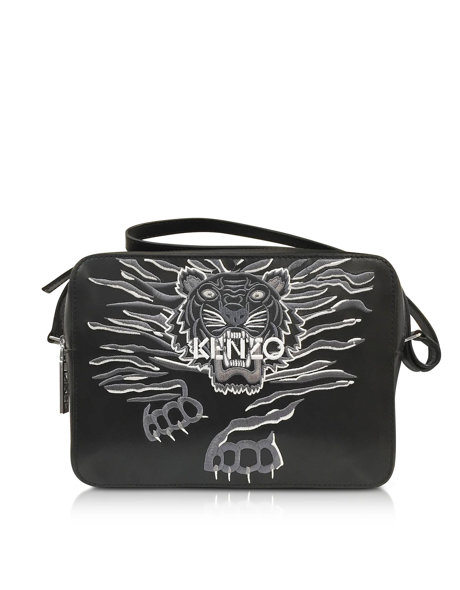 Lyst Kenzo Black Leather Large Geo Tiger Crossbody Bag In Gallery