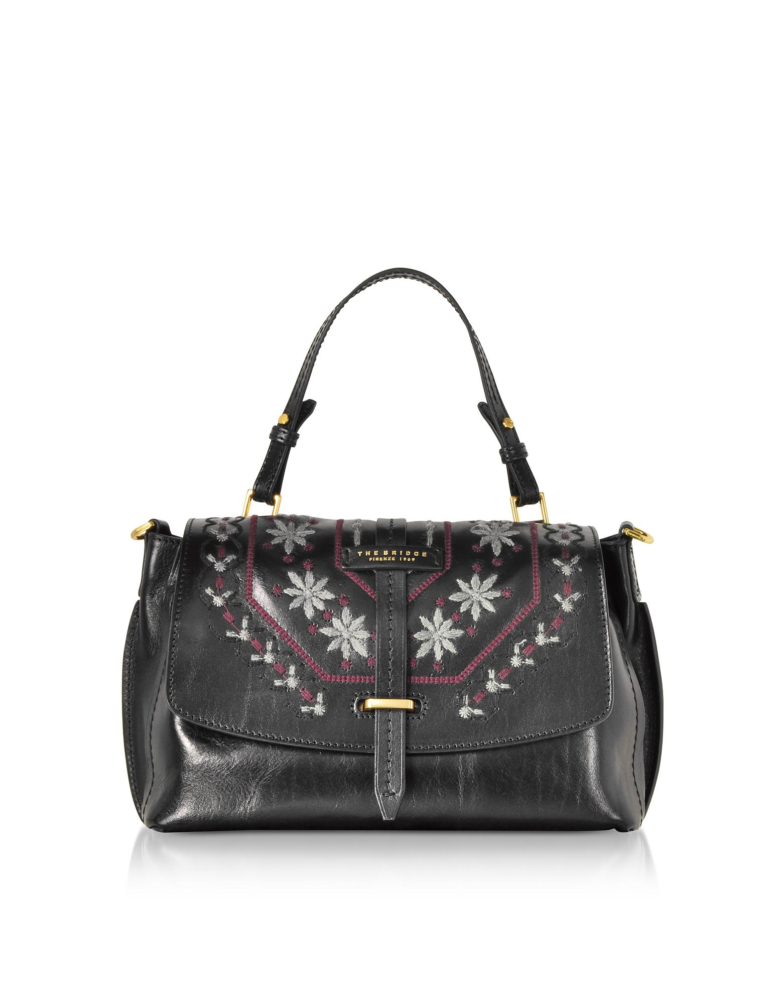Lyst The Bridge Fiesole Embroidered Leather Satchel Bag In Black The Bridge Women S Black Fiesole Embroidered Leather Satchel Bag