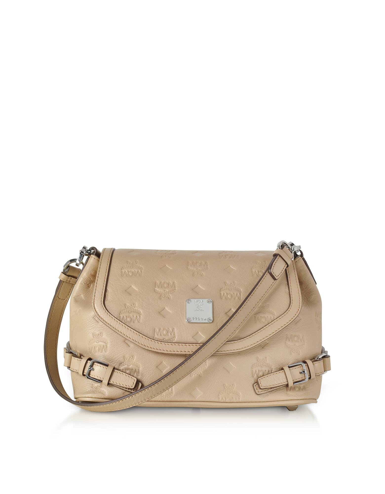 Lyst - Mcm Beige Signature Monogrammed Leather Small Crossbody Bag in Natural - Save 21 ...