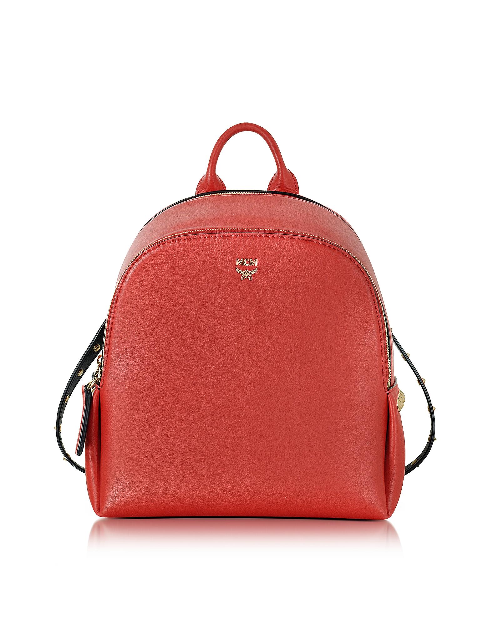 Lyst - Mcm Polke Studs Ruby Red Leather Mini Backpack in Red