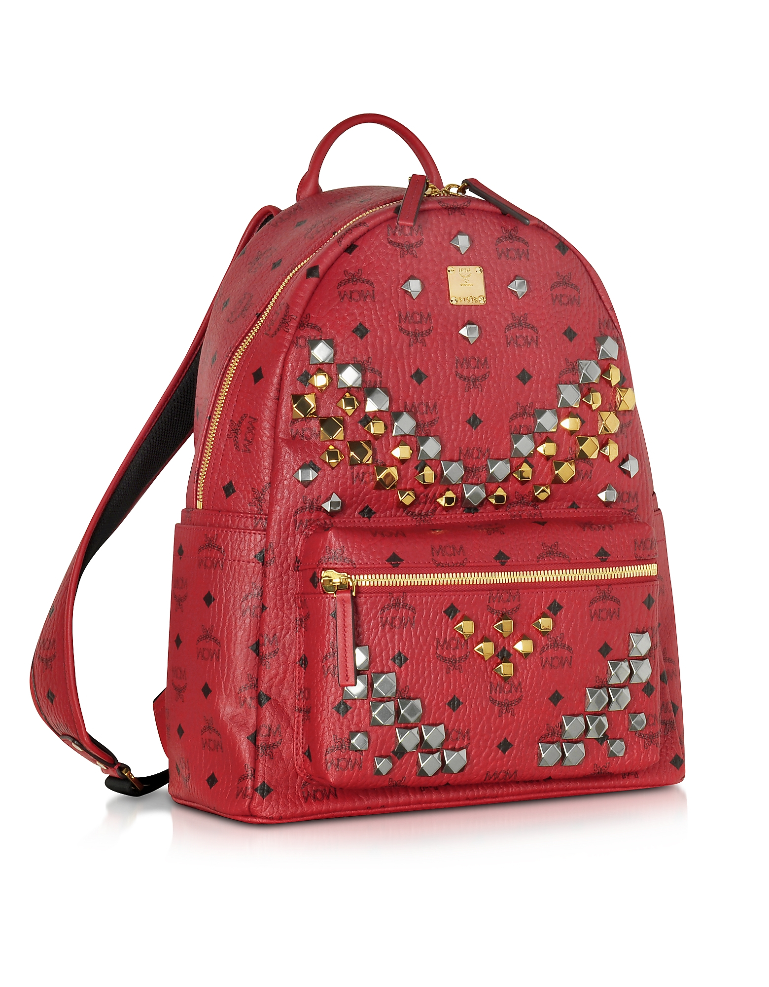 Mcm Stark Ruby Red Medium Backpack W/studs | Lyst