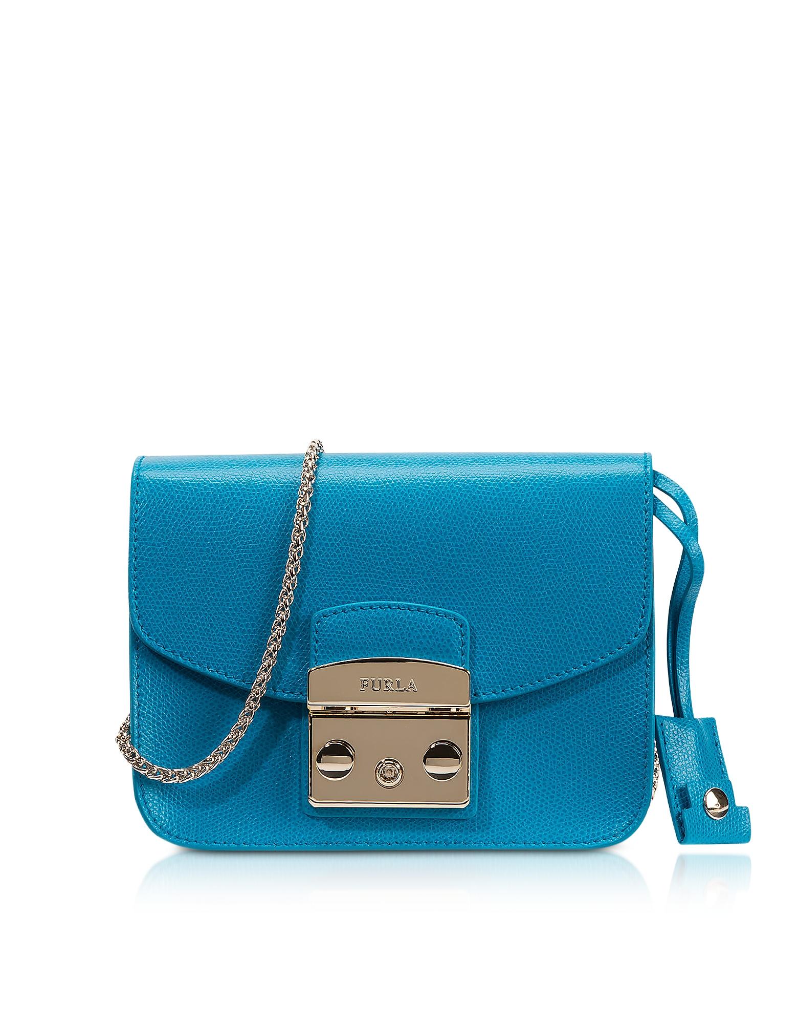Lyst Furla Metropolis Turquoise Leather Mini Crossbody Bag In Blue Gallery