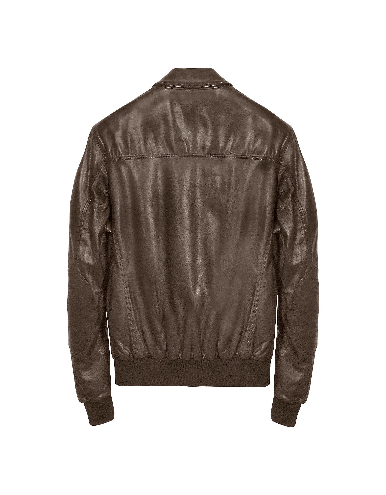 Lyst - Forzieri Dark Brown Leather Bomber Jacket in Brown for Men