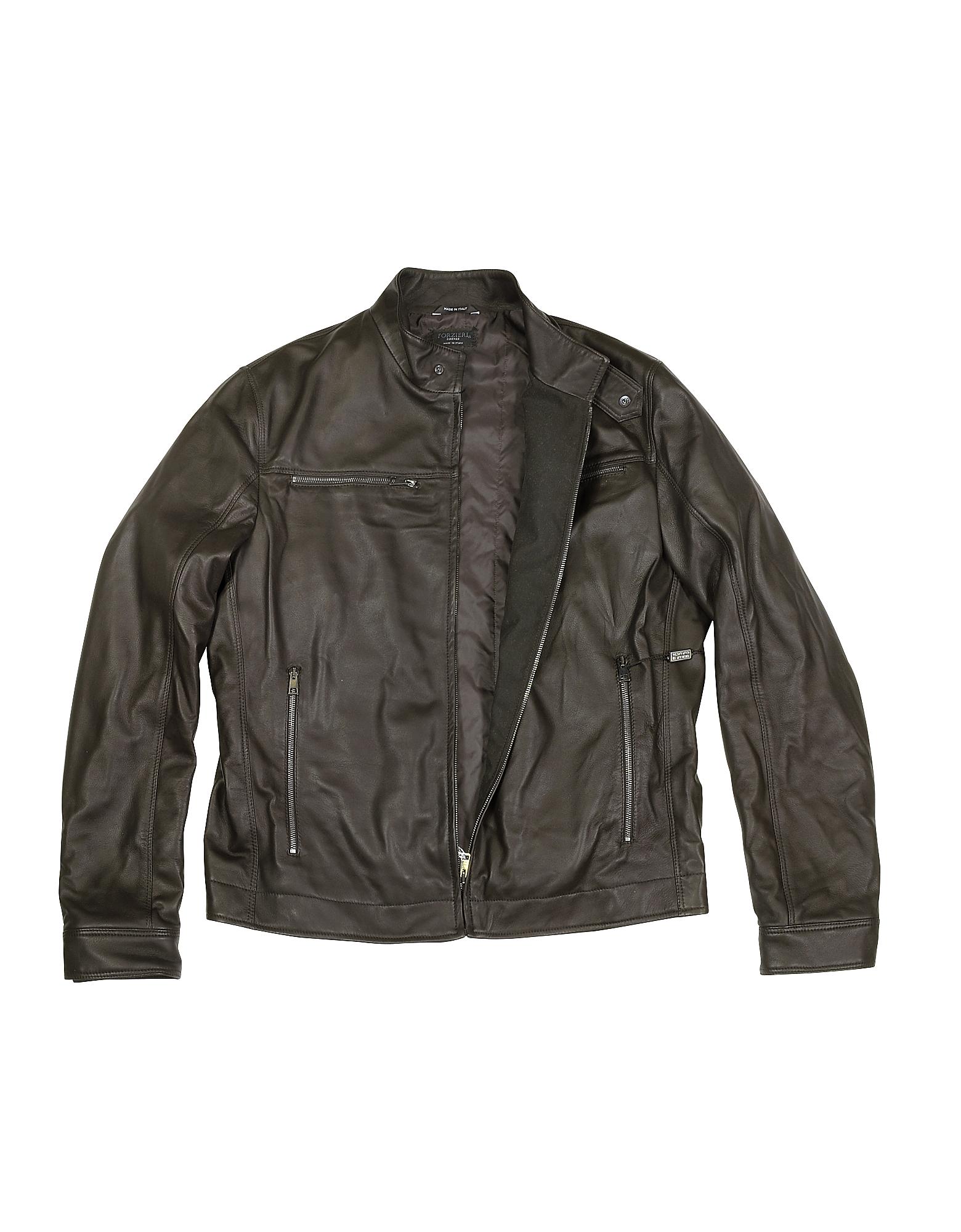 Lyst - Forzieri Men's Dark Brown Leather Motorcycle Jacket in Brown for Men