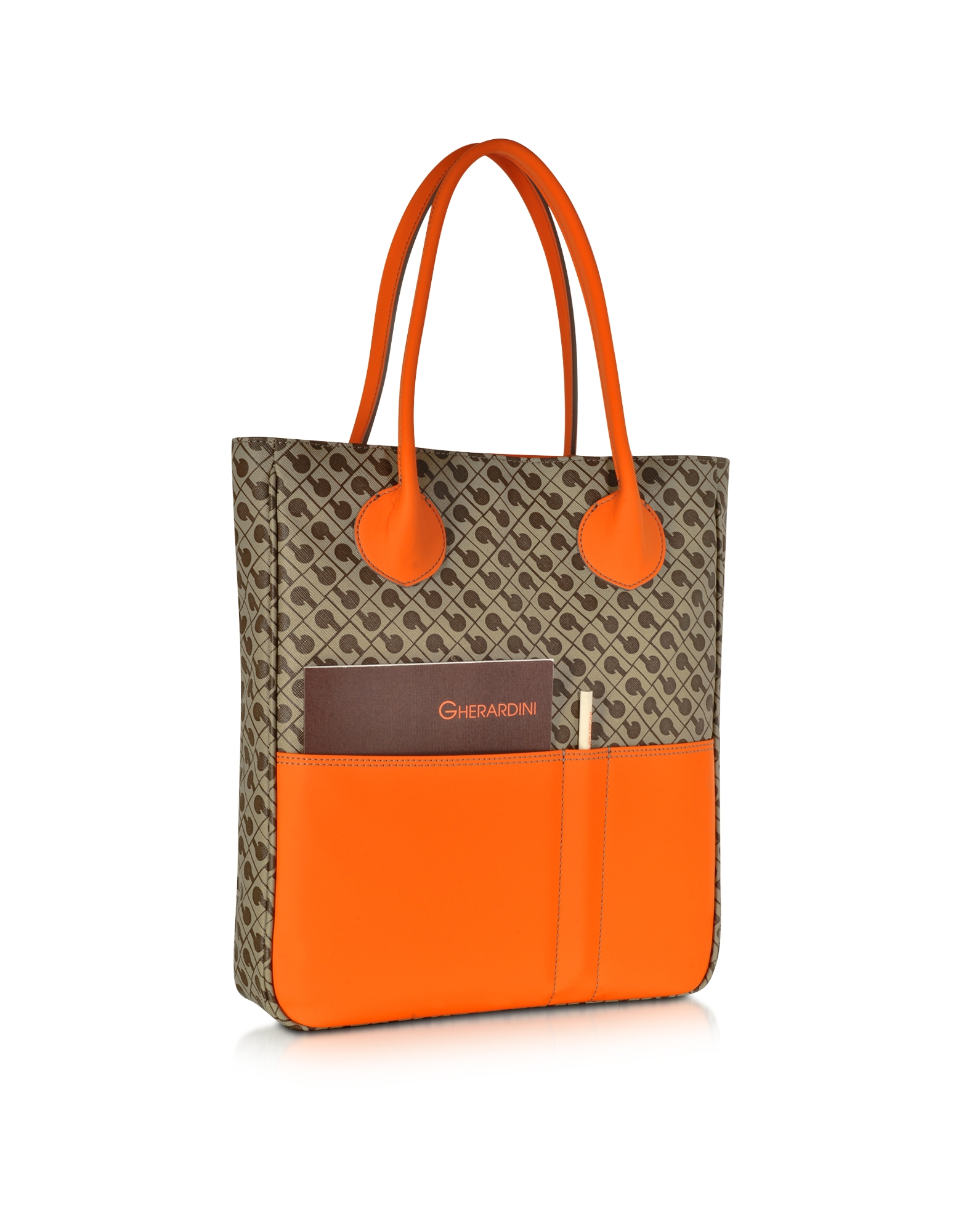 Lyst - Gherardini Julieta Millerighe Fabric And Mandarin Eco Leather Top Zip Tote Bag in Gray