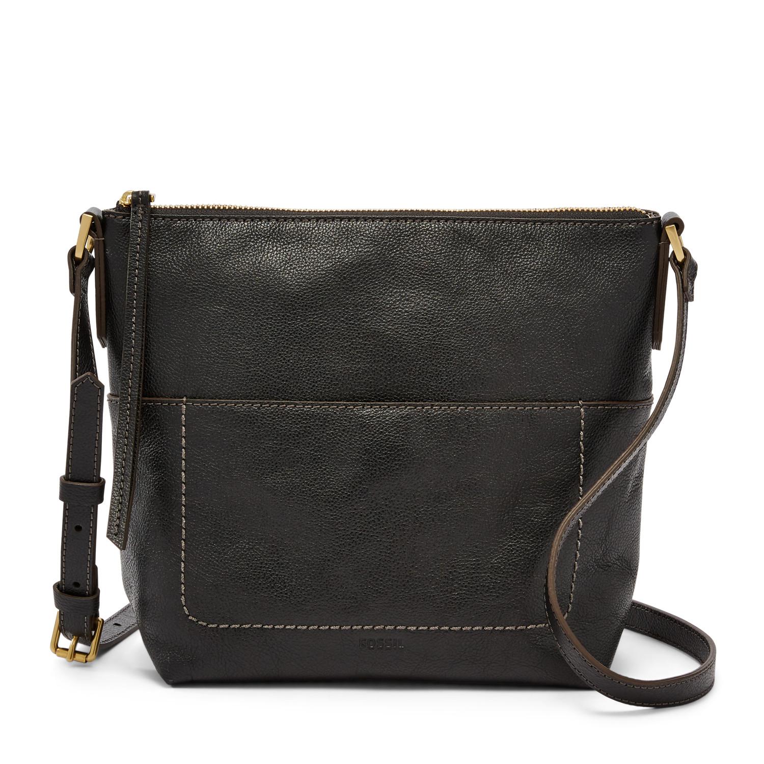 Fossil Leather Amelia Crossbody Handbags Black - Lyst