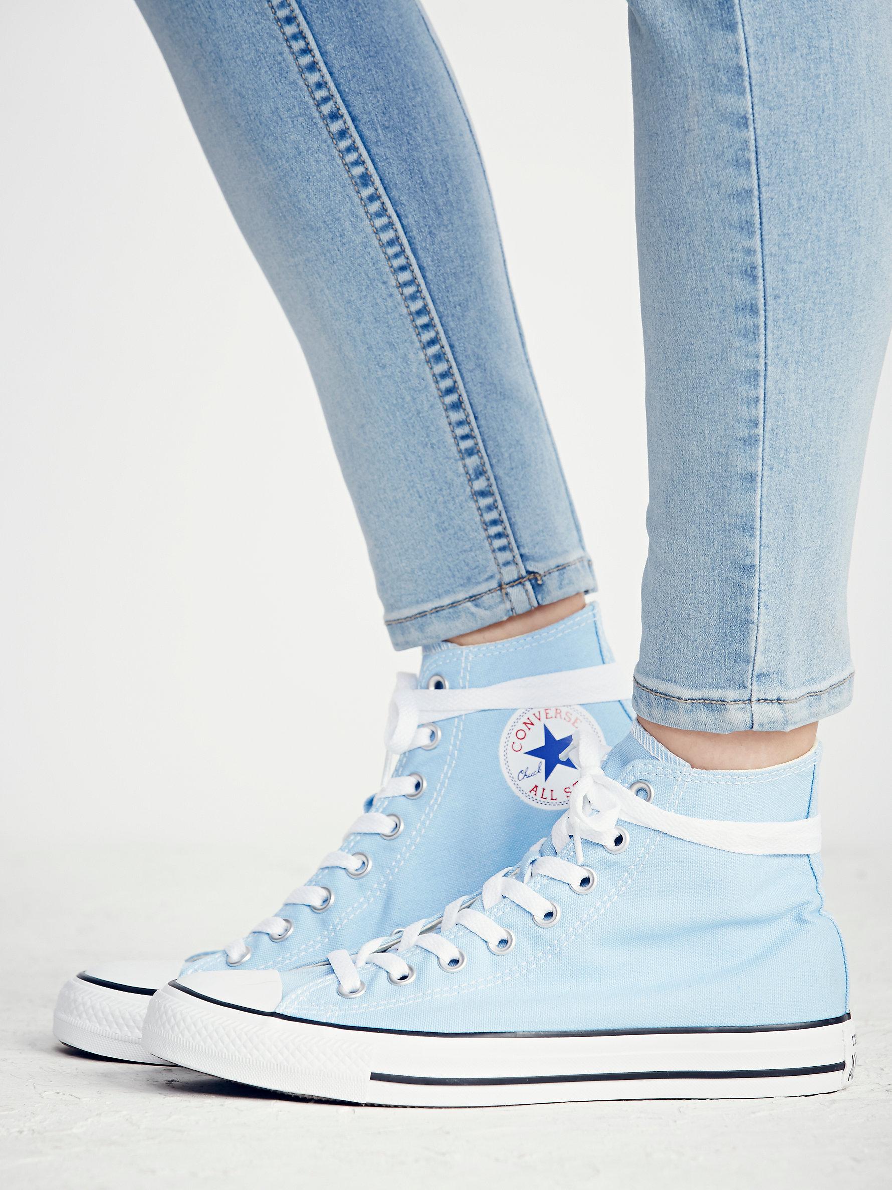 Free people Charlie Hi Top Converse in Blue | Lyst