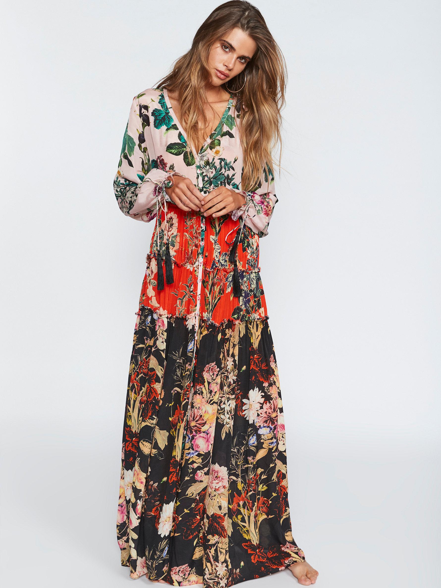 Lyst - Free People Mixed Floral Maxi Dress in Pink