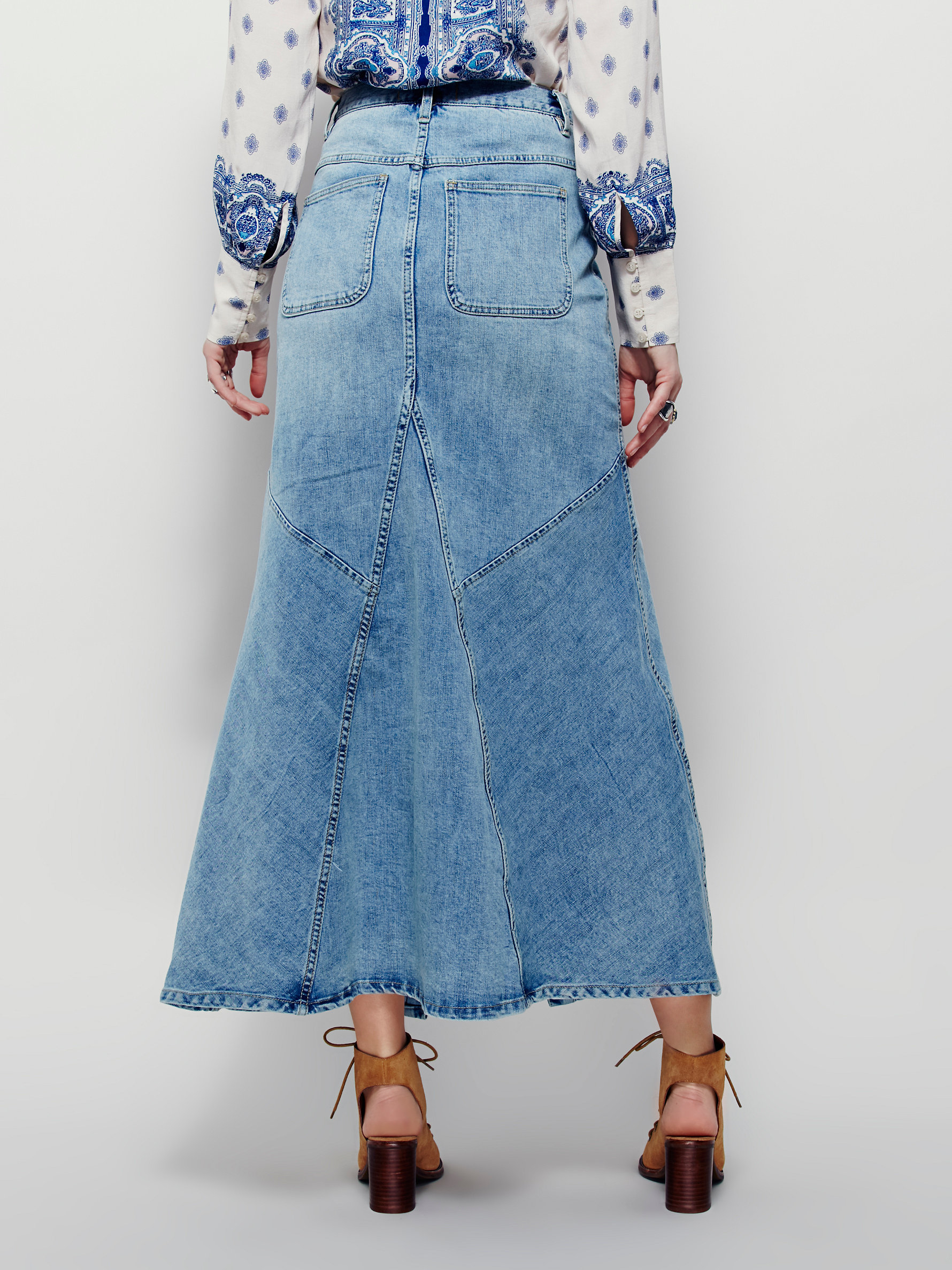 Free people Penelope Denim Maxi Skirt in Blue Lyst