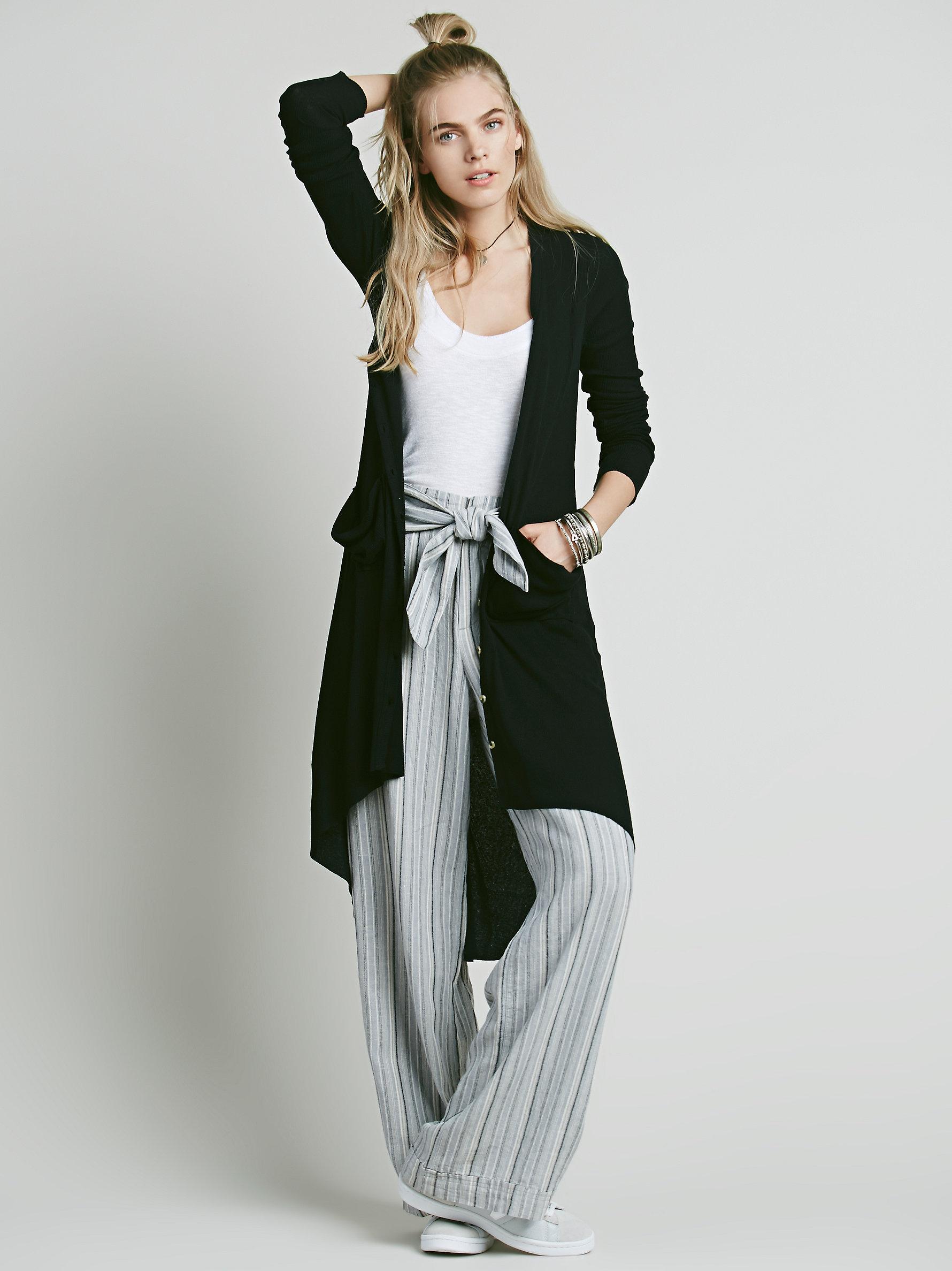 Free people Ribbed Up Maxi Cardigan in Black | Lyst