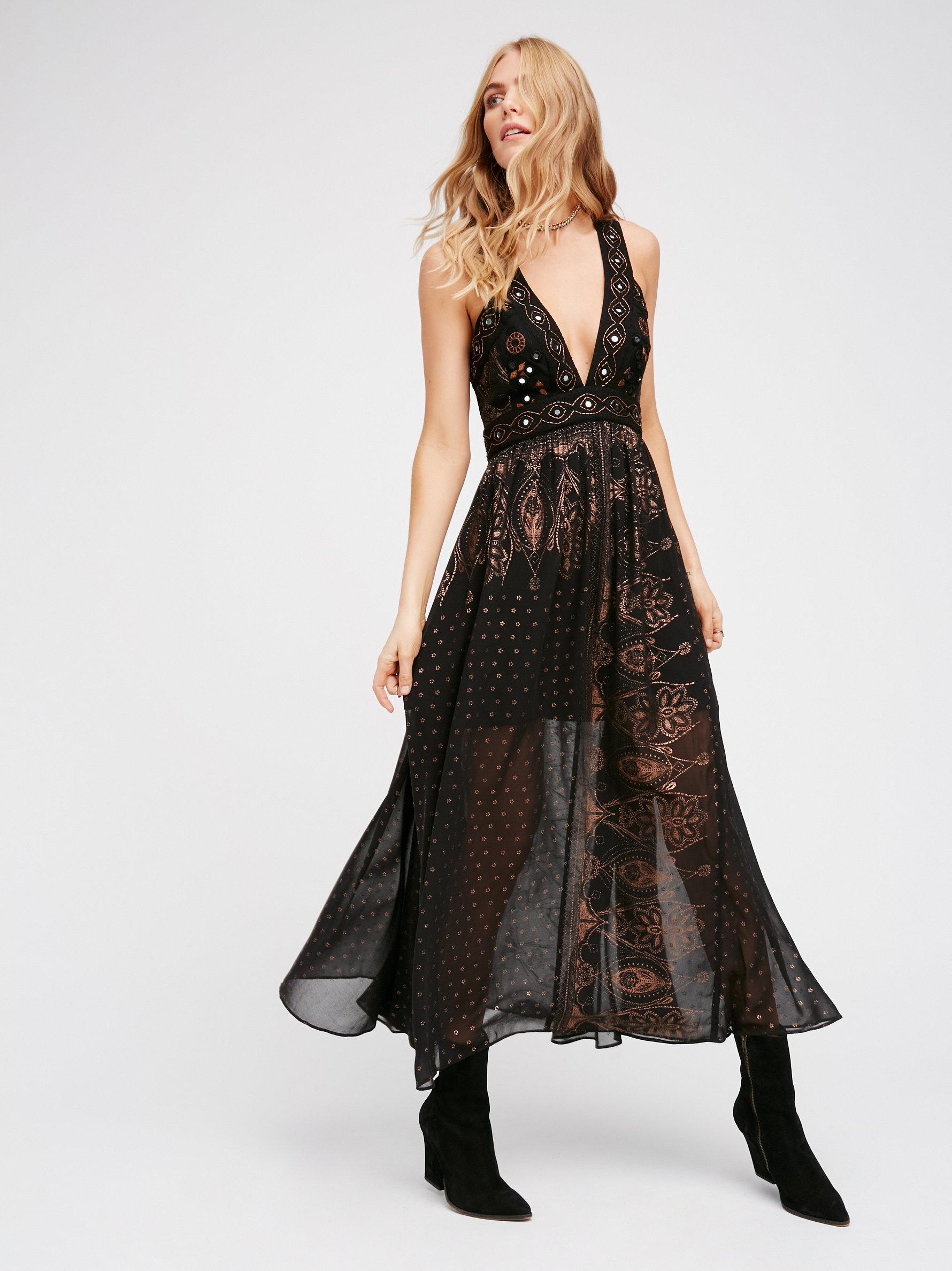 Lyst - Free People Starlight Maxi Dress in Black