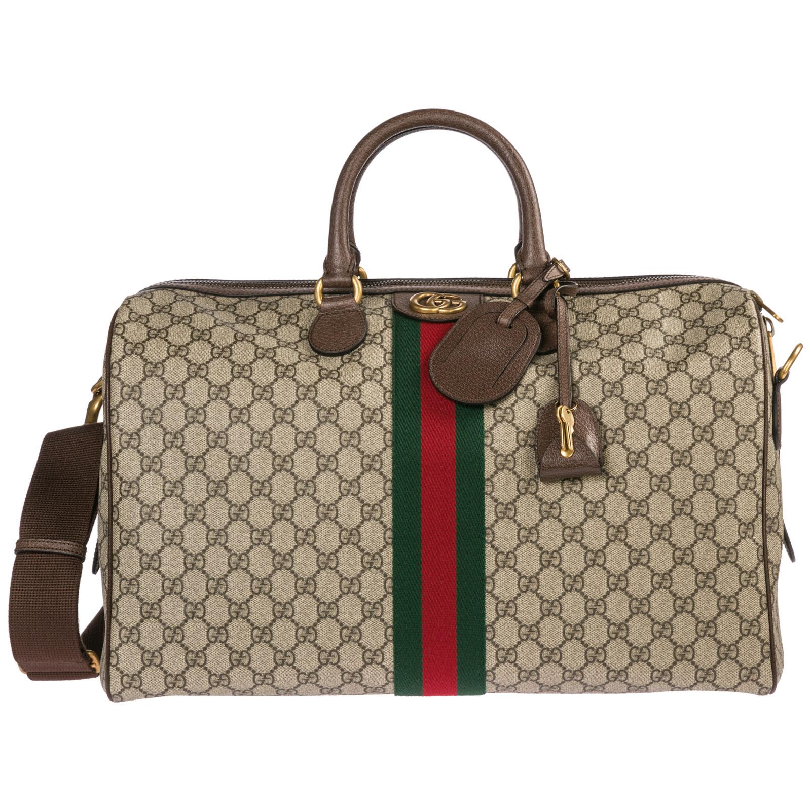 Gucci Genuine Leather Travel Duffle Weekend Shoulder Bag Ophidia in