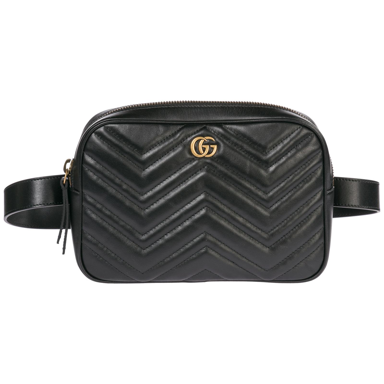 Gucci Leather Belt Bum Bag Hip Pouch gg Marmont in Black for Men - Lyst