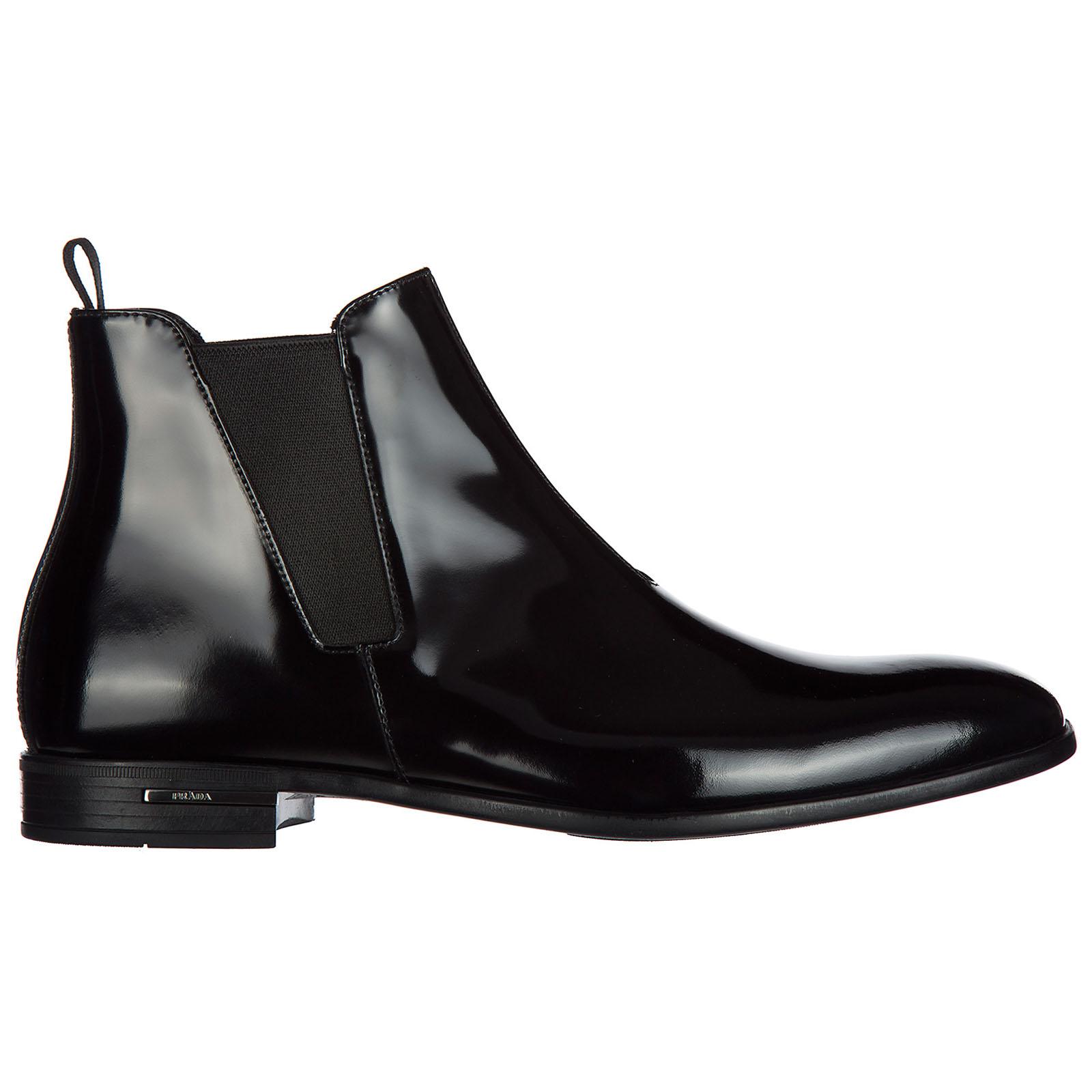 Prada Genuine Leather Ankle Boots Spazzolato Fume in Black for Men - Lyst