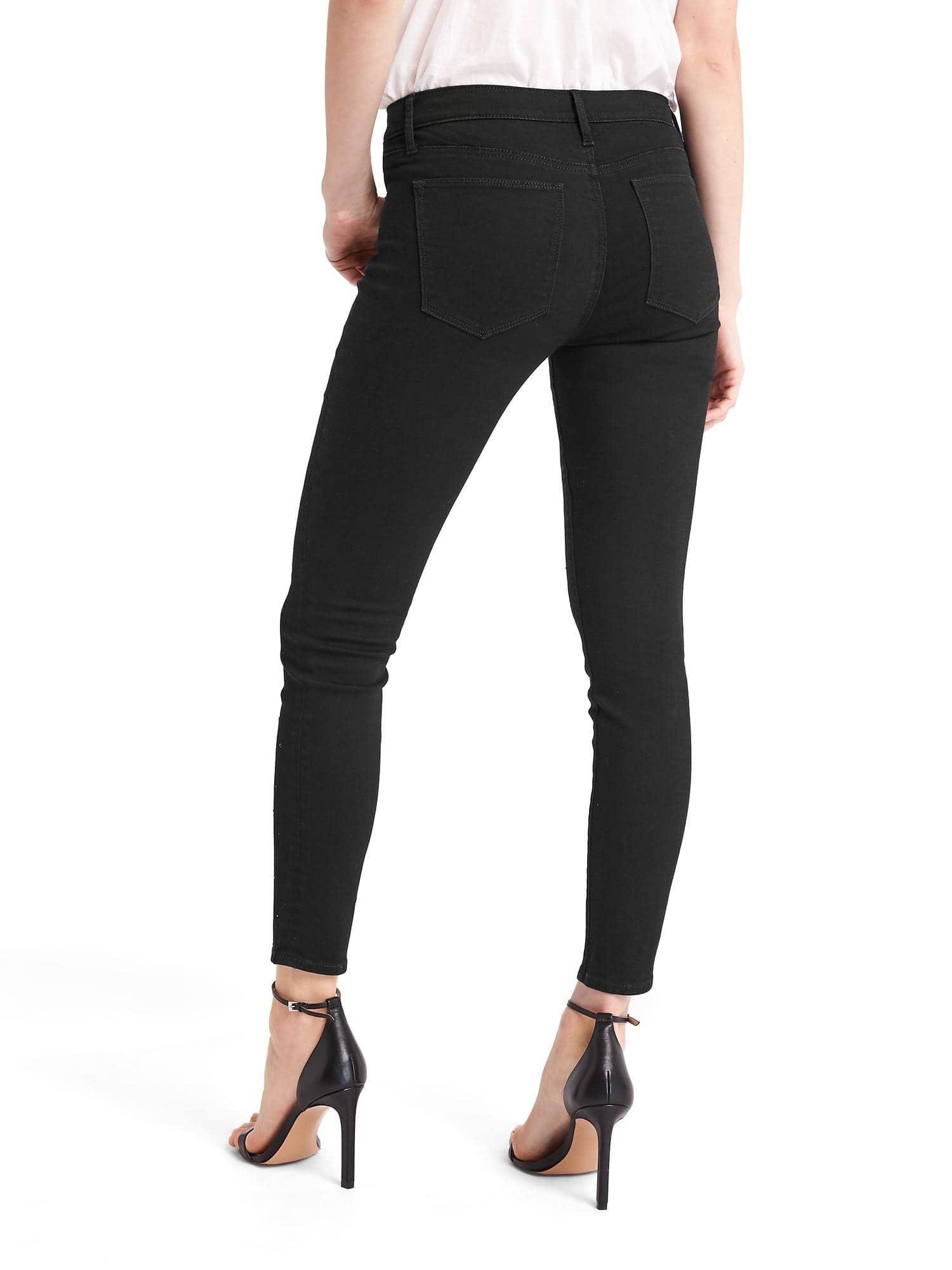 Lyst - Gap Mid Rise Stud Front True Skinny Jeans in Black