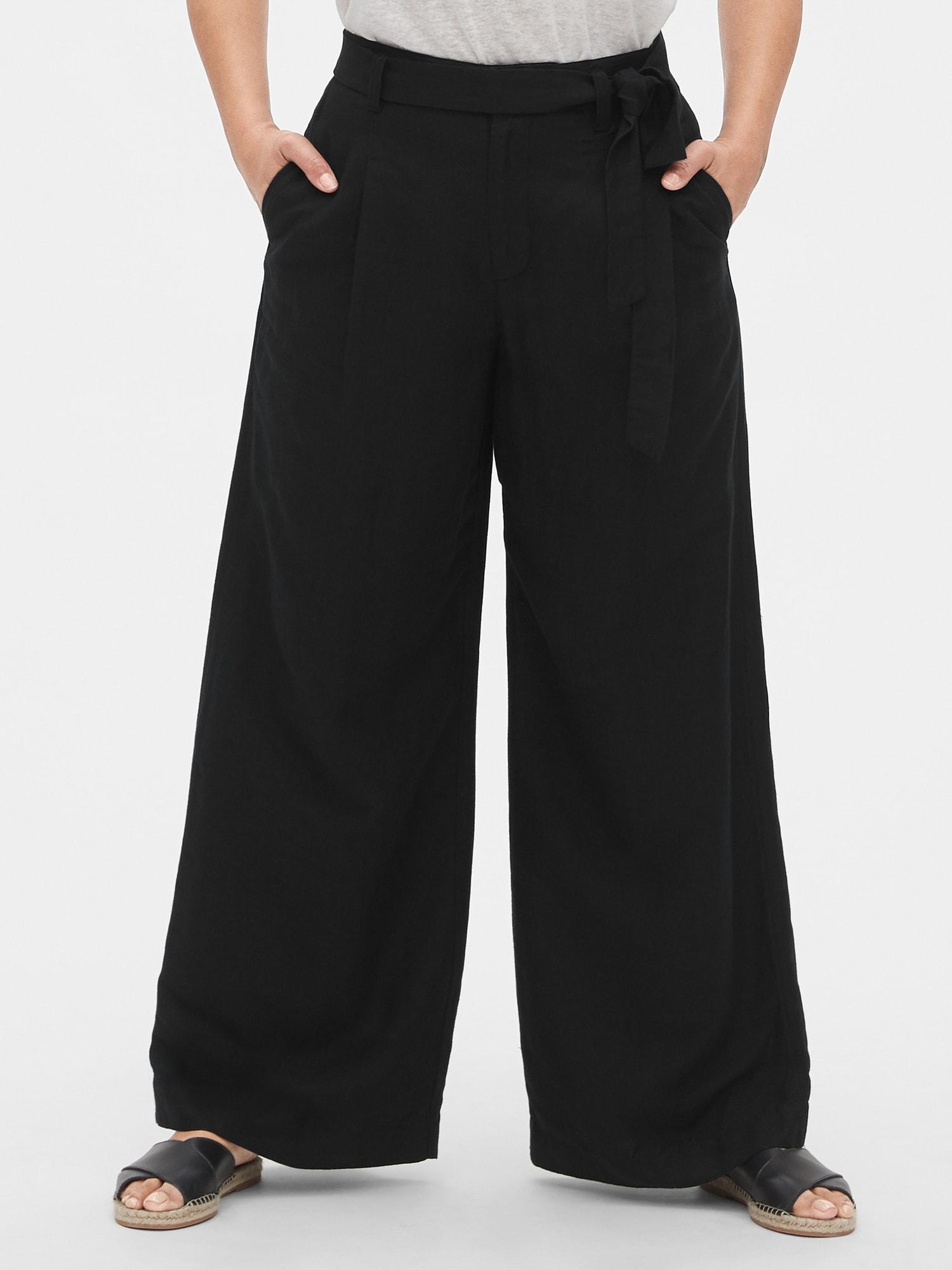 Gap High Rise Wide-leg Pants In Linen-blend in Black - Save 24% - Lyst