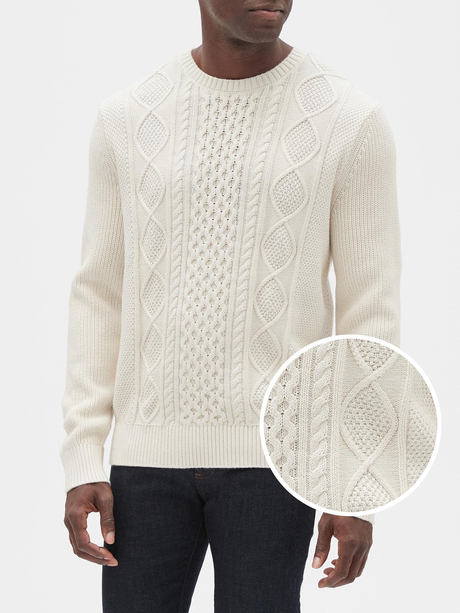 Lyst - Gap Factory Cable-knit Crewneck Pullover Sweater in White for Men