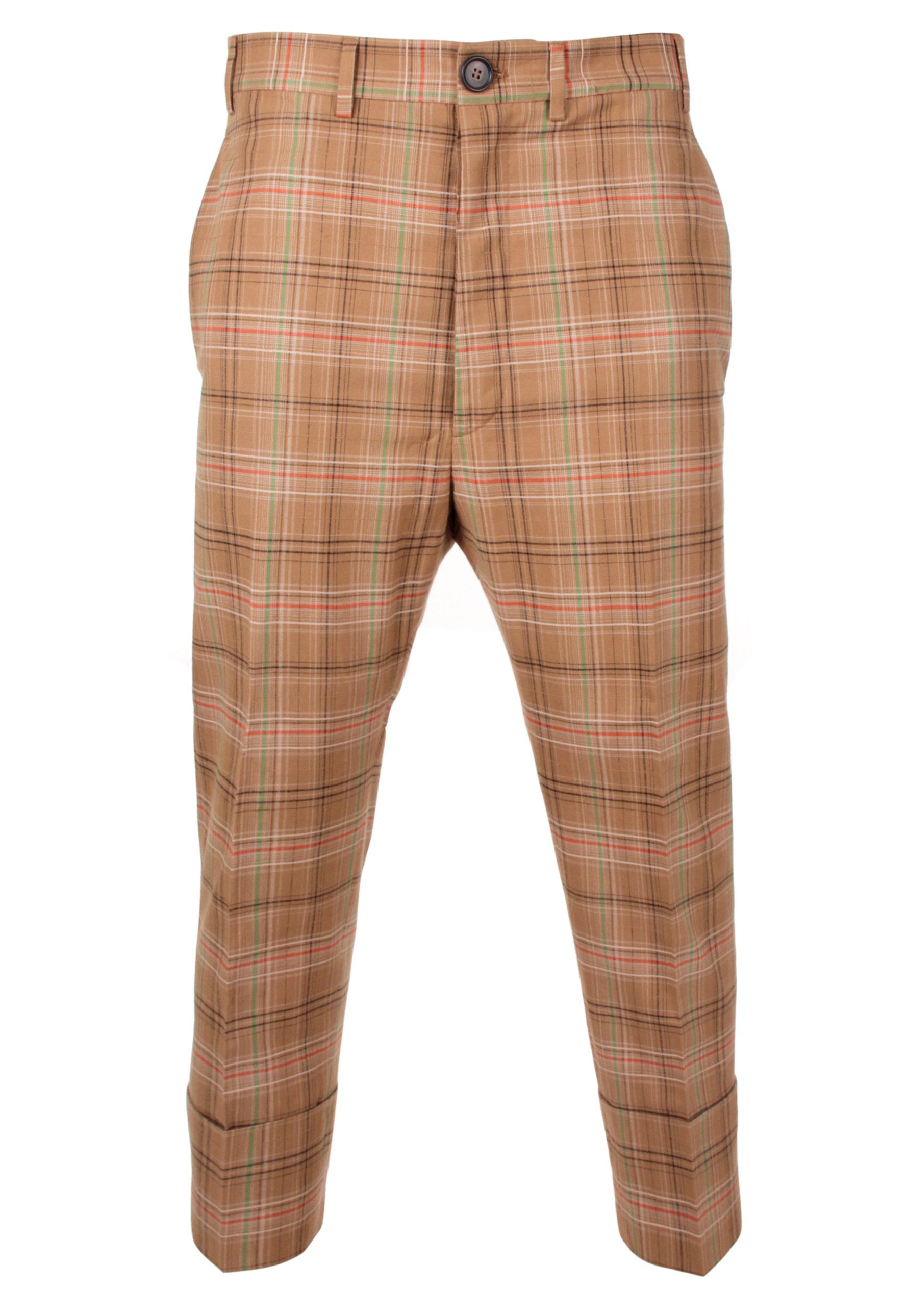 Lyst - Vivienne Westwood Faulty Check Cropped James Bond Trousers Camel ...