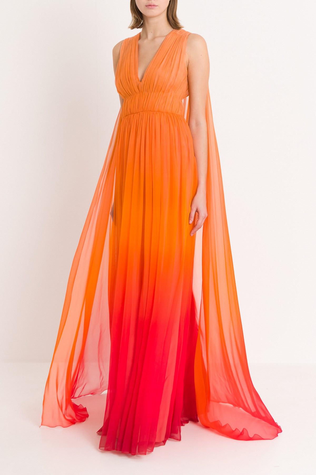 Lyst Alberta Ferretti Gradient Dress With Cloack in Orange