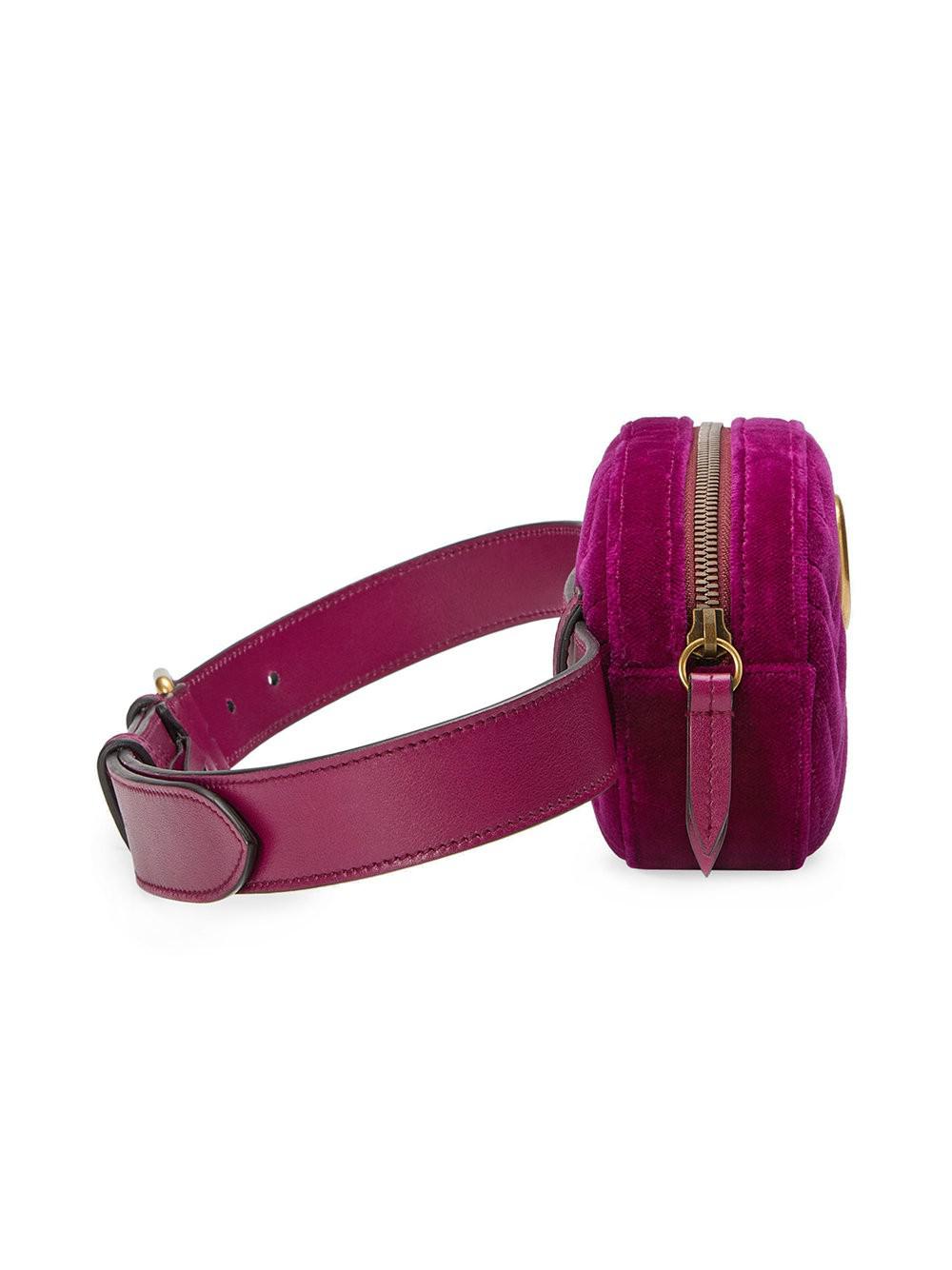 Lyst - Gucci Gg Marmont Matelassé Velvet Belt Bag in Purple