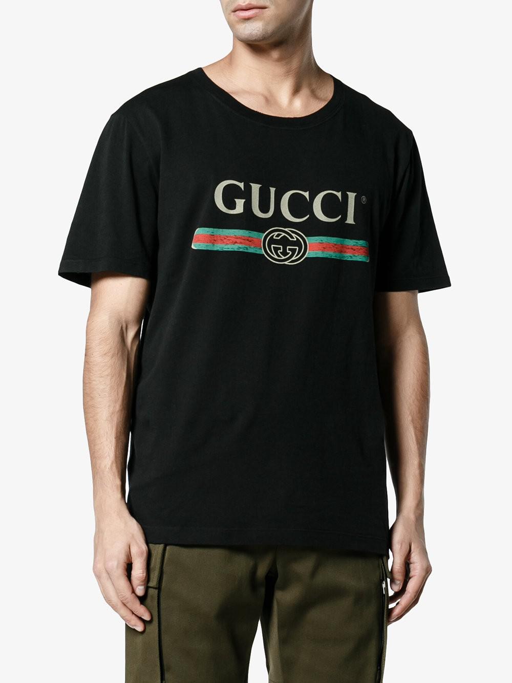 Lyst - Gucci Logo Tshirt in Black for Men
