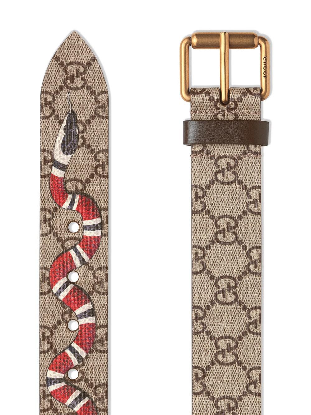 Gucci Snake Print Gg Supreme Belt in Natural for Men - Lyst
