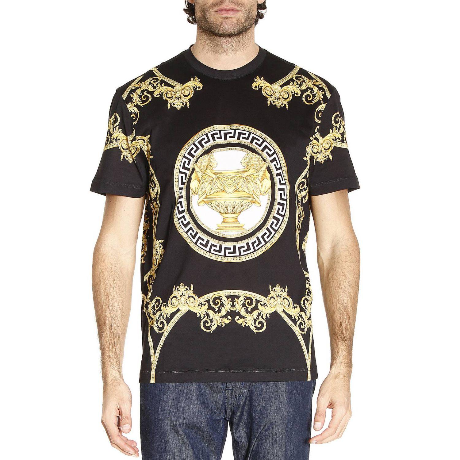 Lyst - Versace Baroque Printed Pure Cotton T-shirt in Black for Men