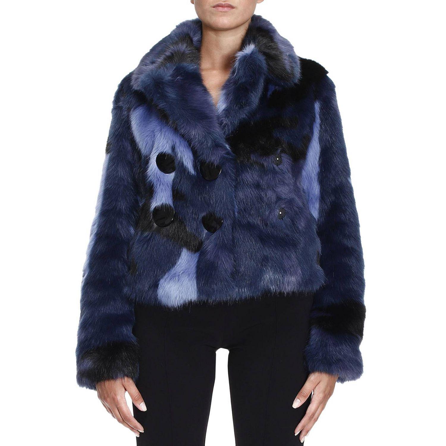Lyst - Emporio Armani Fur Coats Women in Blue