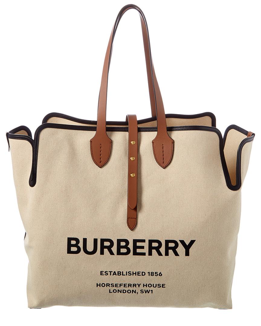 Burberry Logo Canvas Tote in Brown Save 13 Lyst