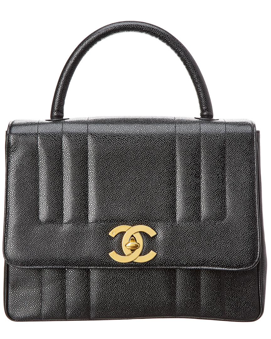Chanel Black Caviar Leather Vertical Kelly Bag Lyst