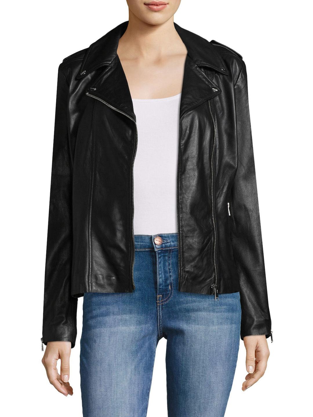 Lyst Lamarque Terri Leather Motorcycle Jacket In Black Gallery