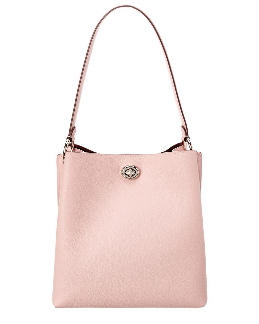 COACH Polished Pebble Leather Charlie Bucket (blossom/silver) Handbags in Pink - Lyst