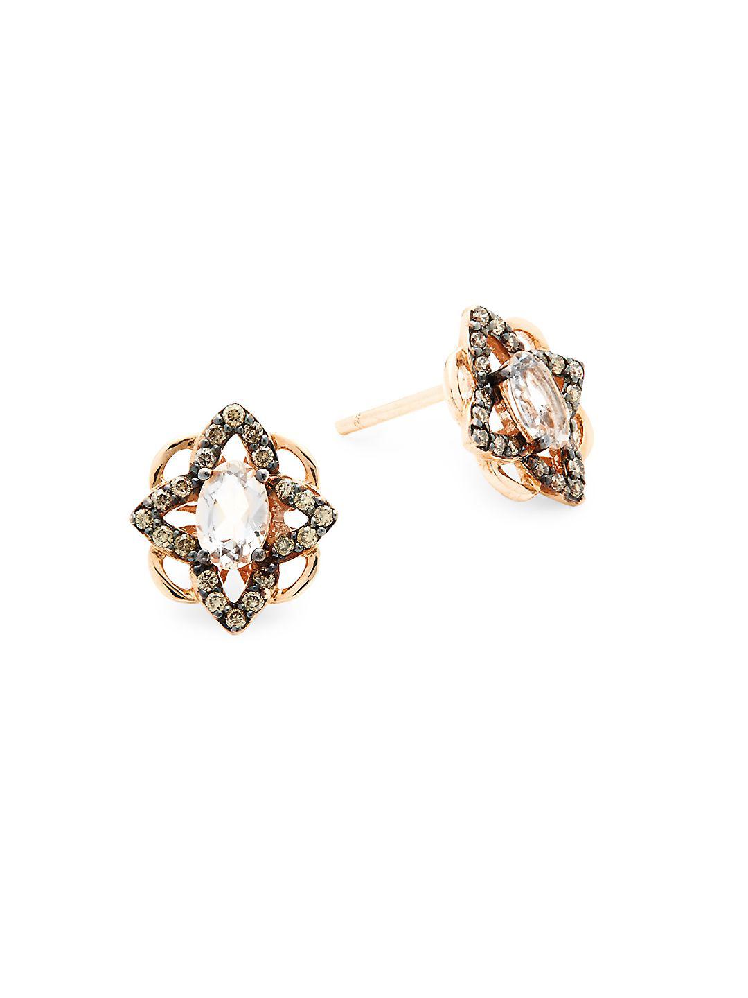 Lyst Le Vian 14k Strawberry Gold Peach Morganite Chocolate Gallery Previously Sold At Gilt Women S Diamond Earrings Le Vian Chocolate Diamonds