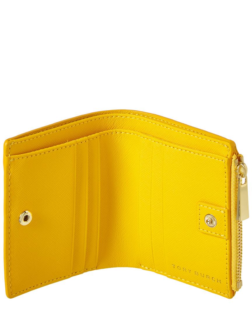 Tory Burch Emerson Mini Leather Wallet in Yellow - Lyst