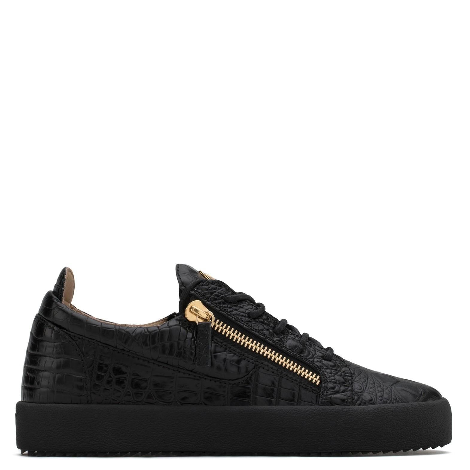 irving crocodile embossed leather sneaker