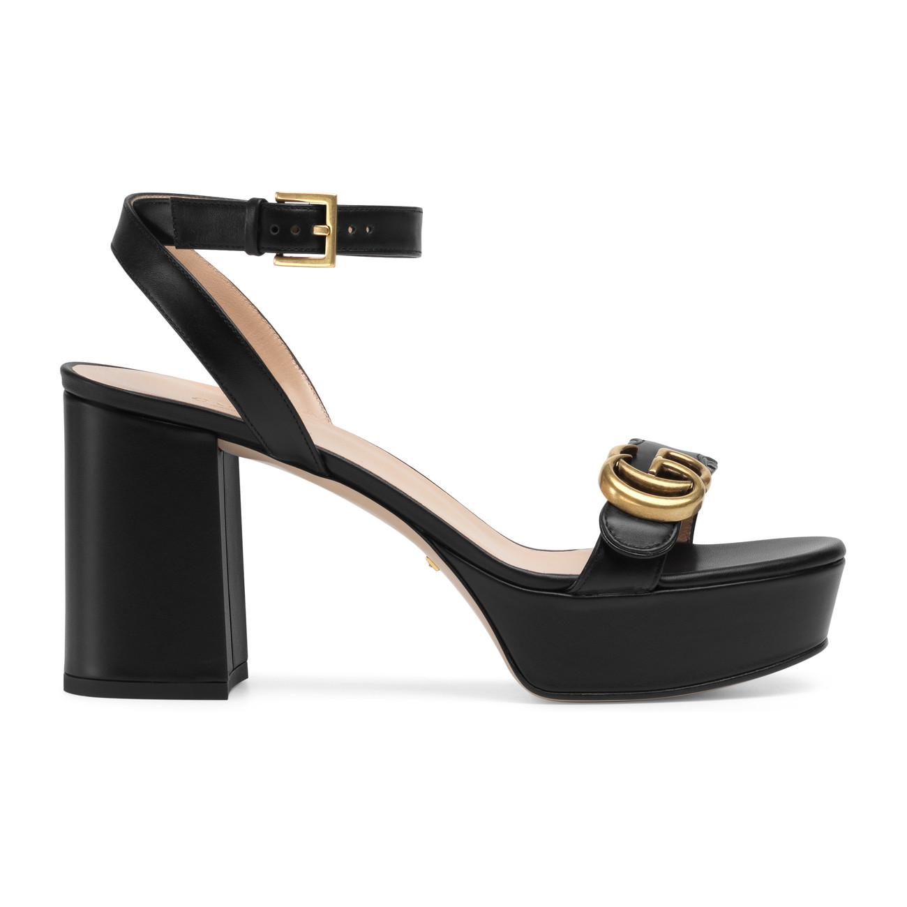 Gucci Platform Sandal With Double G in Black - Lyst