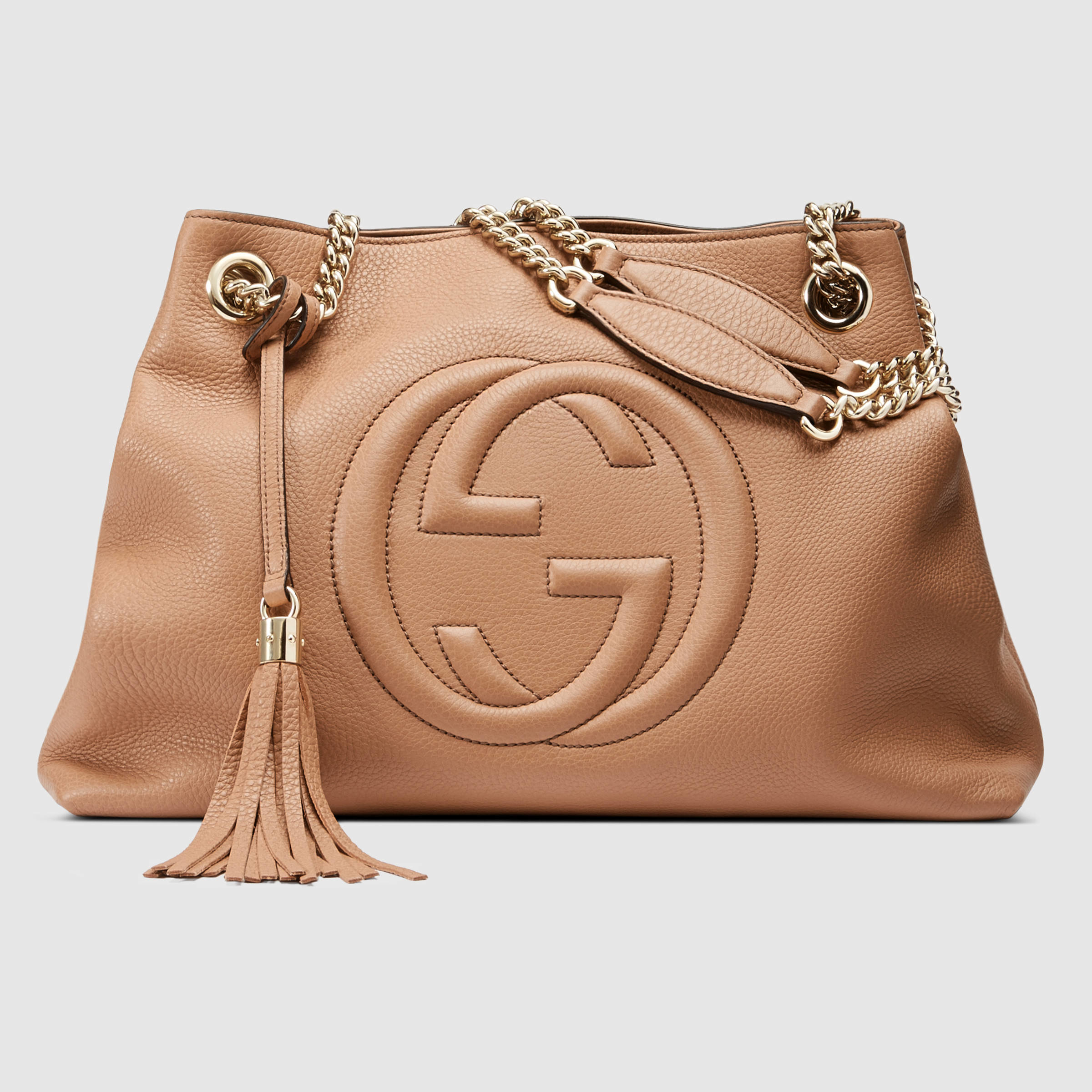Gucci Soho Leather Shoulder Bag in Natural - Lyst