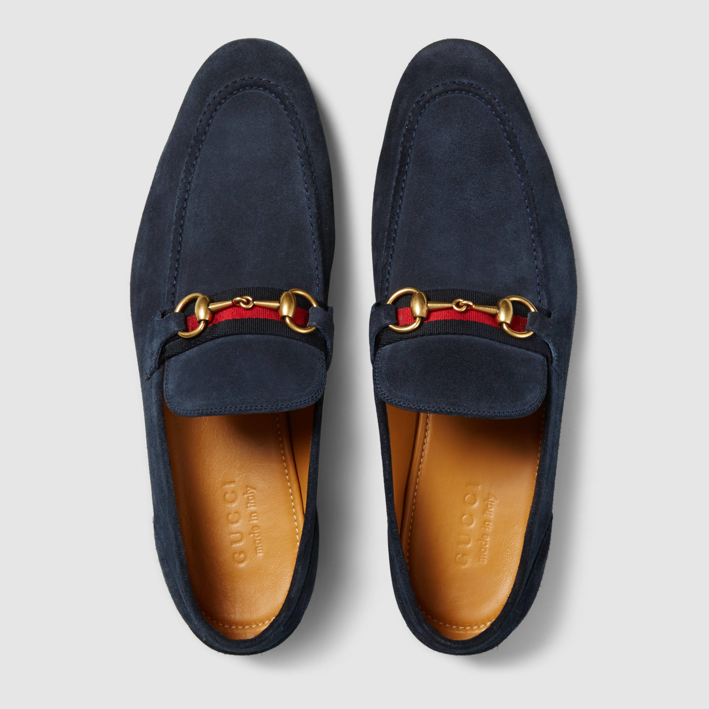 Lyst - Gucci Horsebit Suede Loafer With Web in Blue for Men