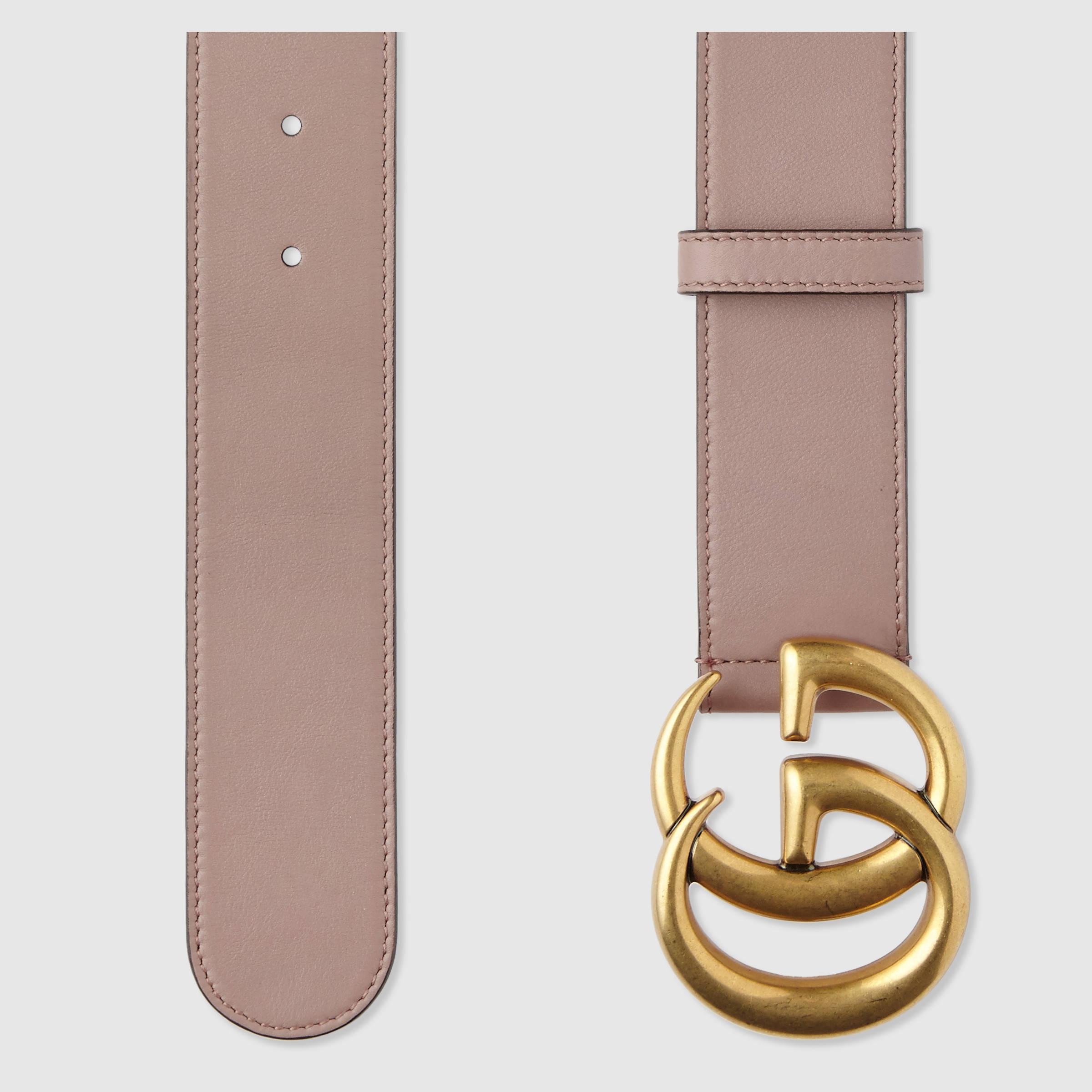 Lyst - Gucci Leather Belt With Double G Buckle in Pink