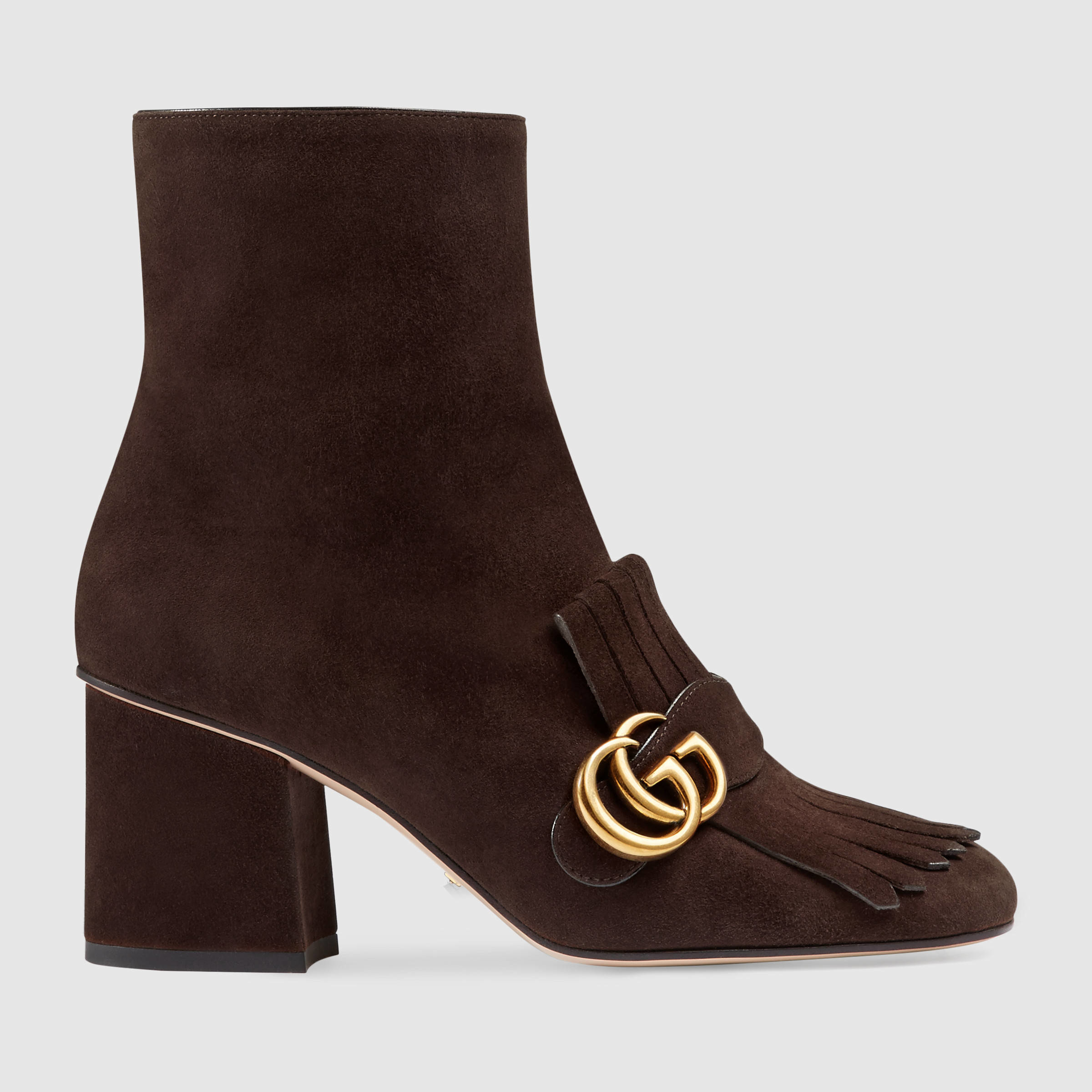 Gucci Marmont GG Suede Ankle Boots in Brown | Lyst