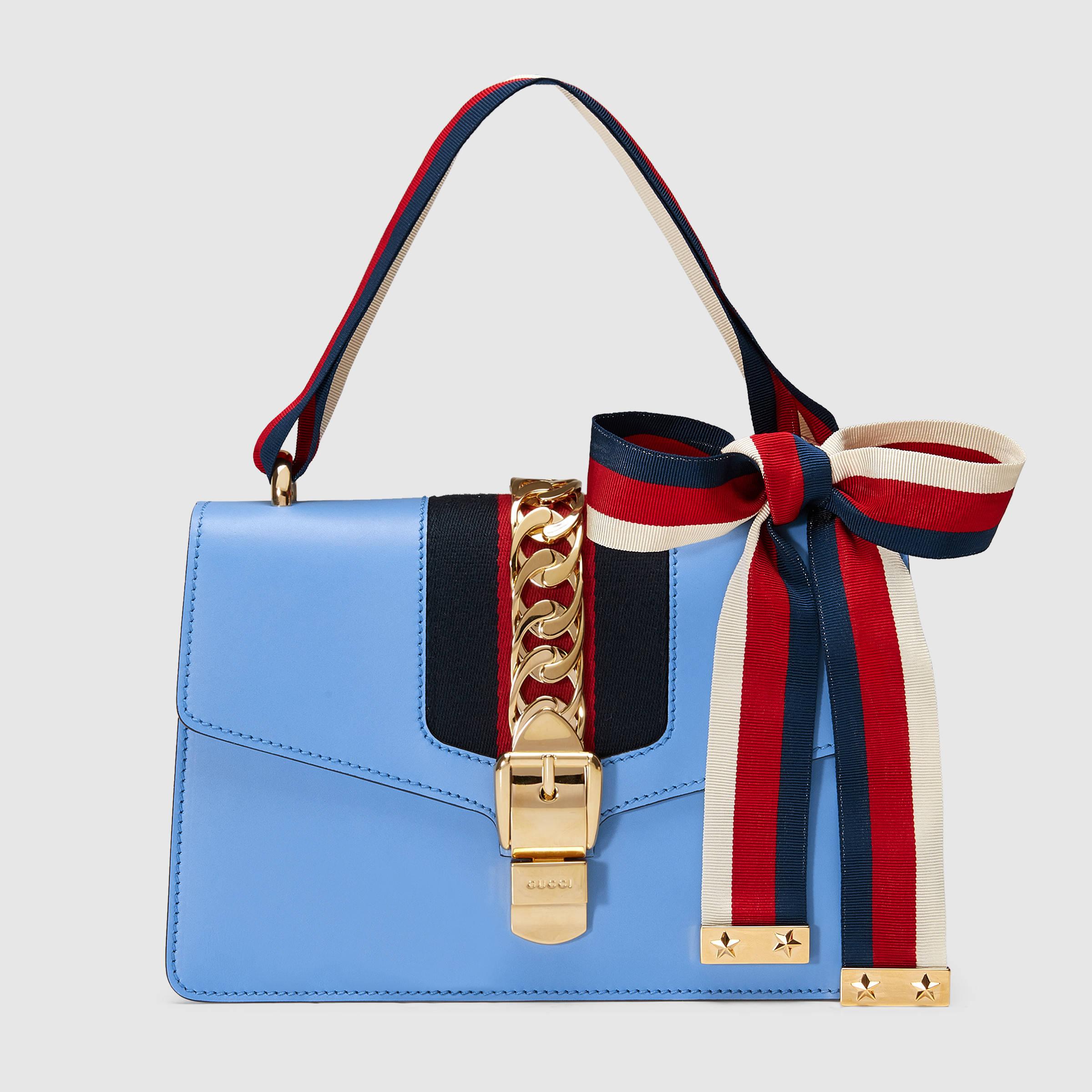 Lyst Gucci Sylvie Leather Shoulder Bag In Blue Gallery