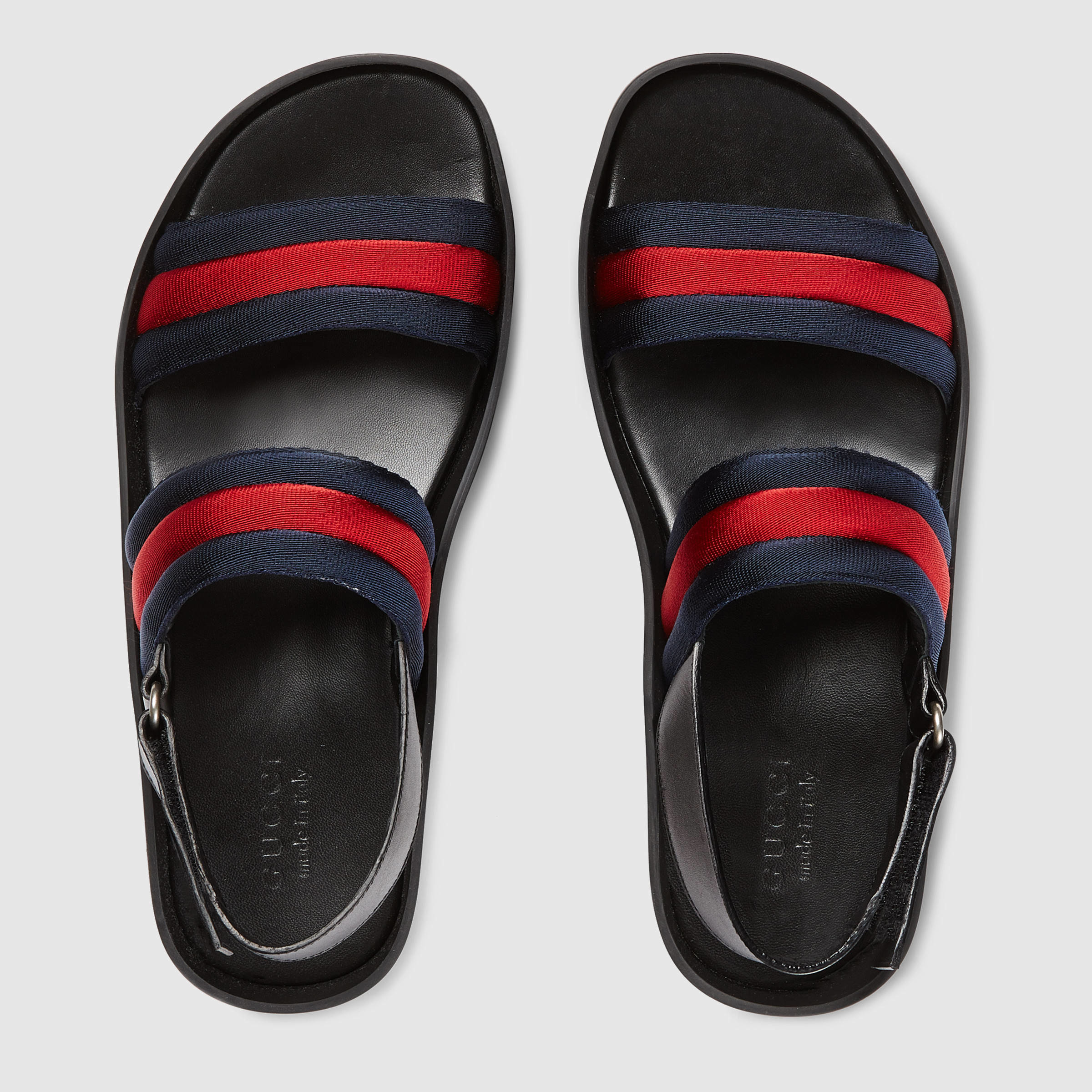 Gucci Leather And Web Sandal for Men - Lyst