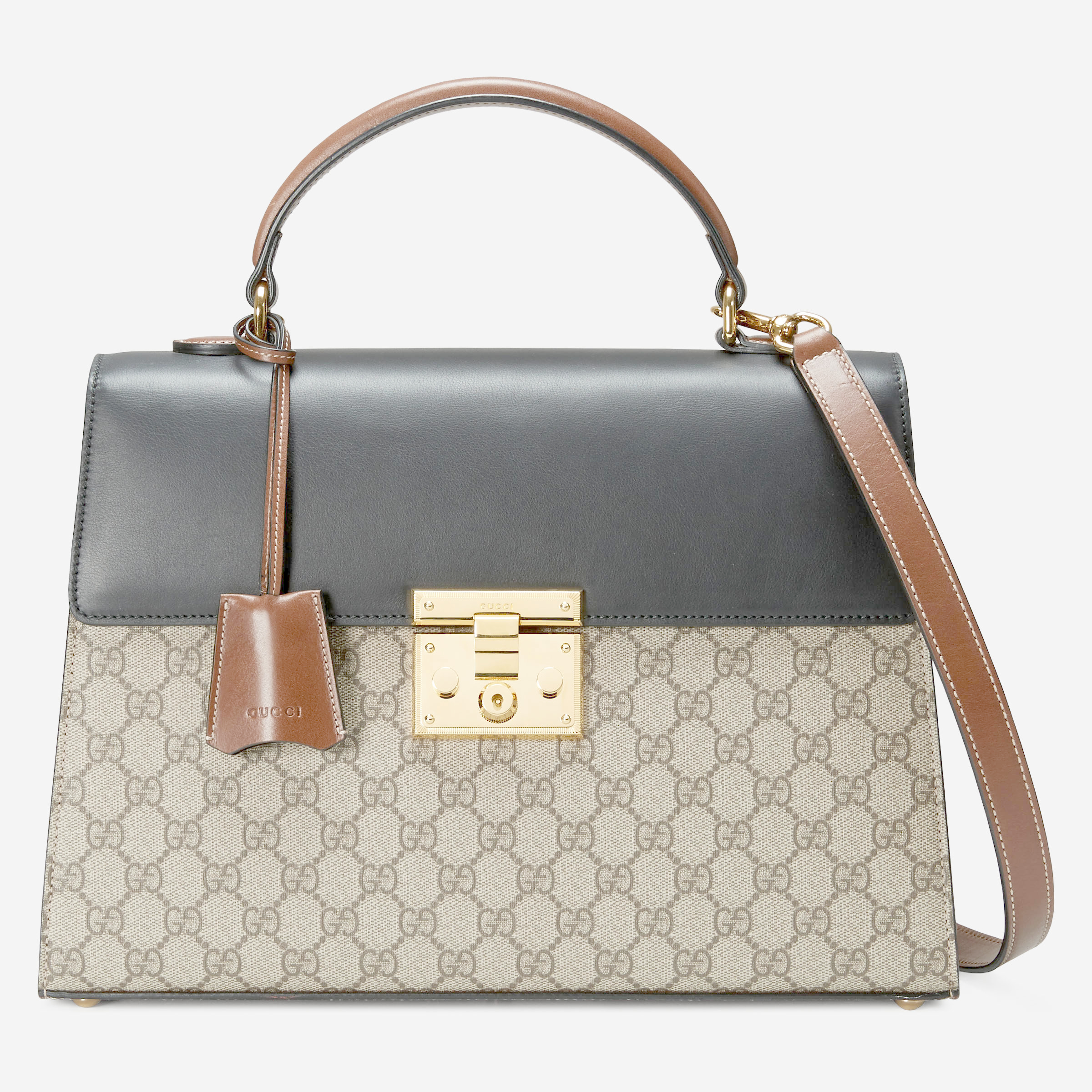 Lyst - Gucci Padlock Gg Supreme Top Handle Bag in Black