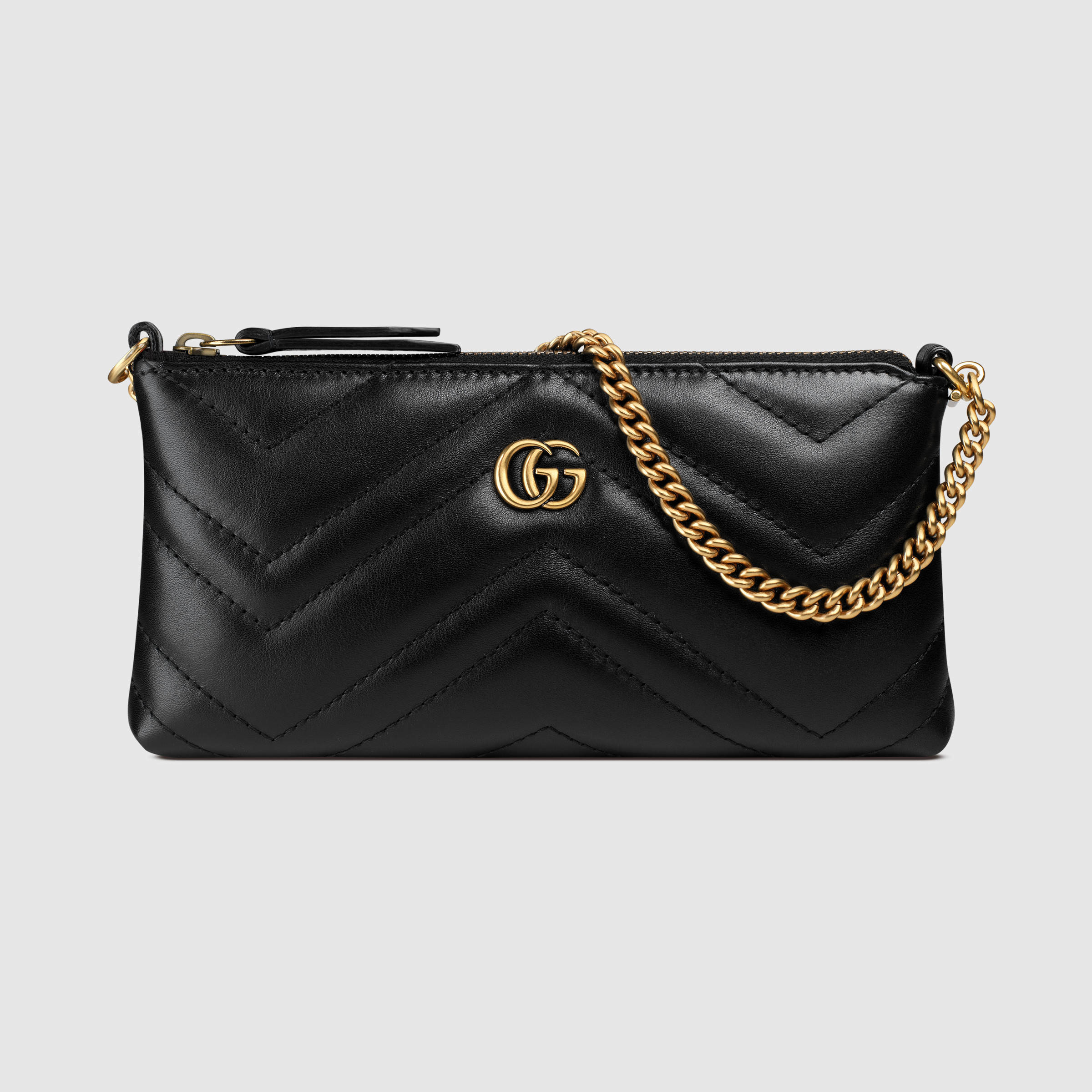 Lyst - Gucci GG Marmont Leather Chain Mini Shoulder Bag in Black