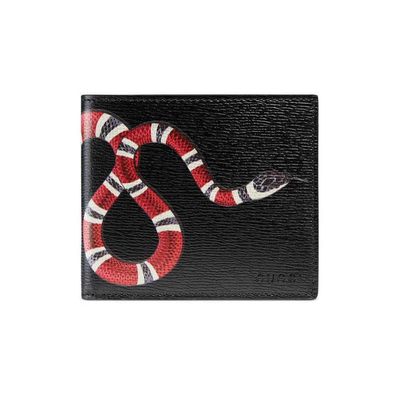 Lyst - Gucci Snake Print Leather Wallet in Black for Men - Save 11%