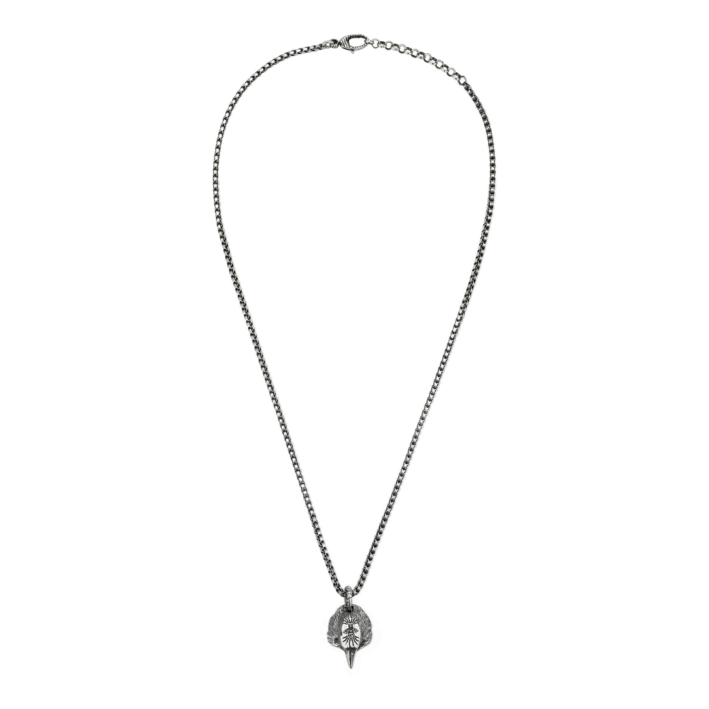 Gucci Anger Forest Eagle Head Necklace In Silver Metallic Lyst Gucci Women S Metallic Anger Forest Eagle Head Necklace In Silver