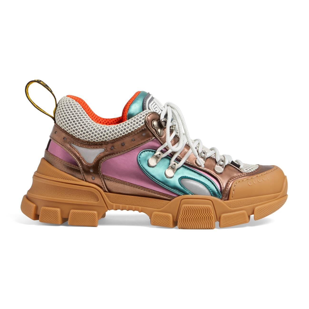 Gucci Leather Women&#39;s Flashtrek Sneaker in Pink - Lyst