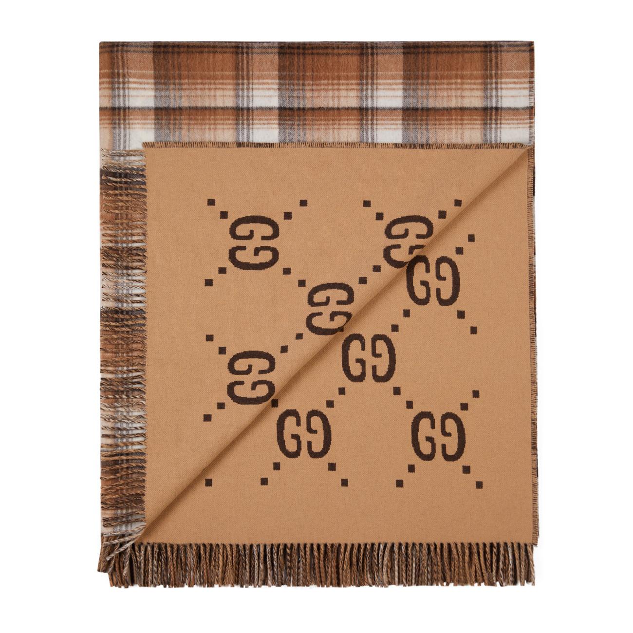Gucci GG And Check Throw Blanket in Brown for Men - Lyst