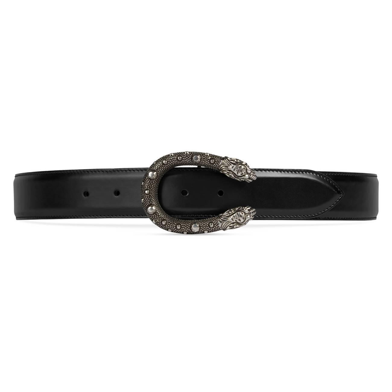 Lyst - Gucci Leather Belt With Tiger Head Buckle in Black for Men